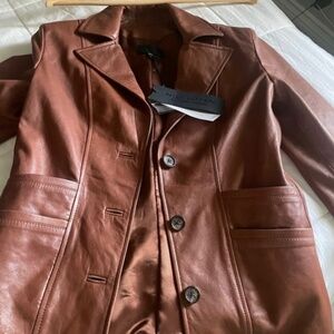 NILI LOTAN SOFT LIGHT BROWN LEATHER JACKET